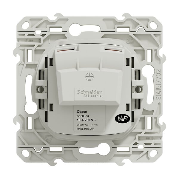 SCHNEIDER ELECTRIC - Prise de courant encastrée Odace - Blanc - 16A - large