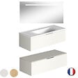 BURGBAD - Meuble salle de bain vasque BURGBAD Olena en décalé blanc brillant 120 cm + miroir - vignette
