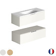 BURGBAD - Meuble salle de bain salle de bain vasque BURGBAD Olena en décalé blanc brillant 120 cm - vignette