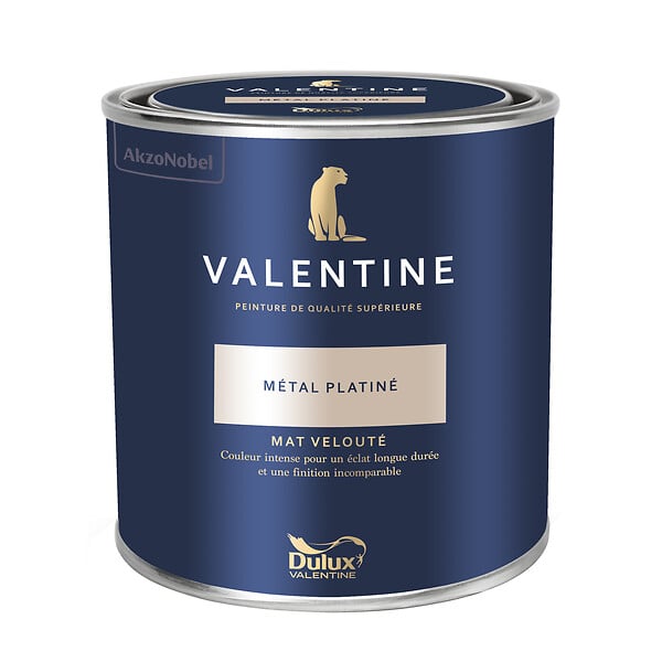 DULUX VALENTINE - Peinture murs&boiseries Valentine  Mat Velouté Métal Platiné 1 L - large