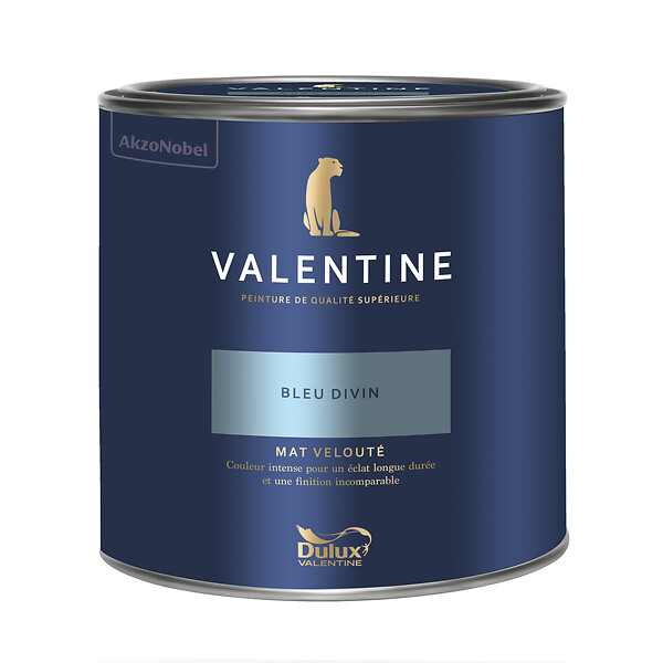 DULUX VALENTINE - Peinture murs et boiseries - Mat Velouté - Bleu Divin - 2L - large
