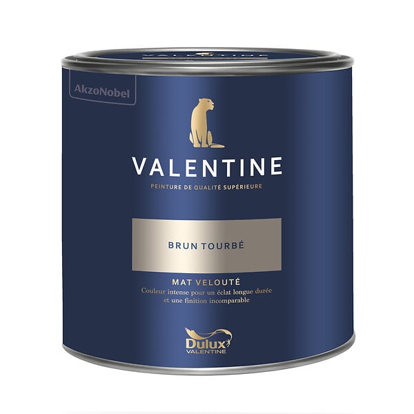 DULUX VALENTINE - Peinture Murs et boiseries Valentine - Mat Velouté - Brun Tourbé - 2L - large