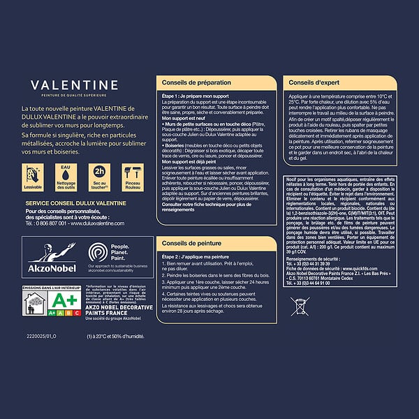 DULUX VALENTINE - Peinture murs et boiseries Valentine Éclat Doré 1L - large