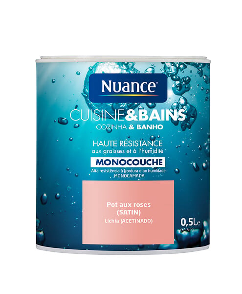 NUANCE - Peinture Cuisine et Bains - Pot aux roses - Satin - 0,5L - large