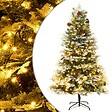 VIDAXL - vidaXL Sapin de Noël pré-éclairé et pommes de pin vert 195cm PVC et PE - vignette
