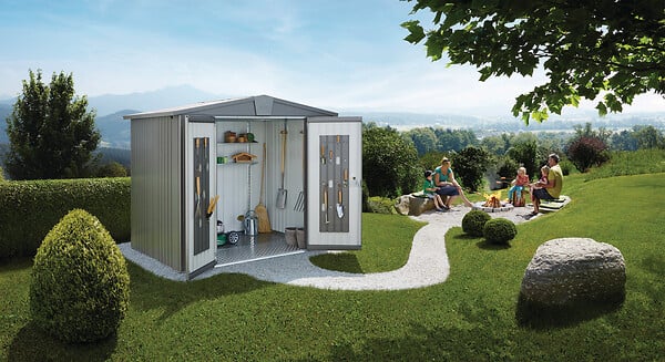BIOHORT - Abri de jardin Europa T4 - Métal -  Gris foncé - 4,9m2 - large