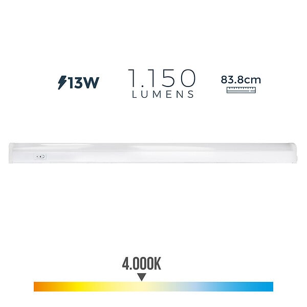 EDM - Réglette LED 13W 3,6cm Blanc - Luz día 4000K - large