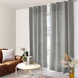 DECOSTARS - Rideau à œillets voile de coton L.135xH.240cm Gris clair - vignette