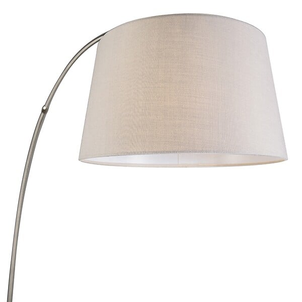 QAZQA - Lampe à arc moderne en acier avec abat-jour en tissu blanc - Arc Basic - large
