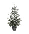 FEERIC LIGHTS & CHRISTMAS - Sapin de Noël artificiel vert floqué blanc et pailleté avec son pot argenté H 100 cm - vignette