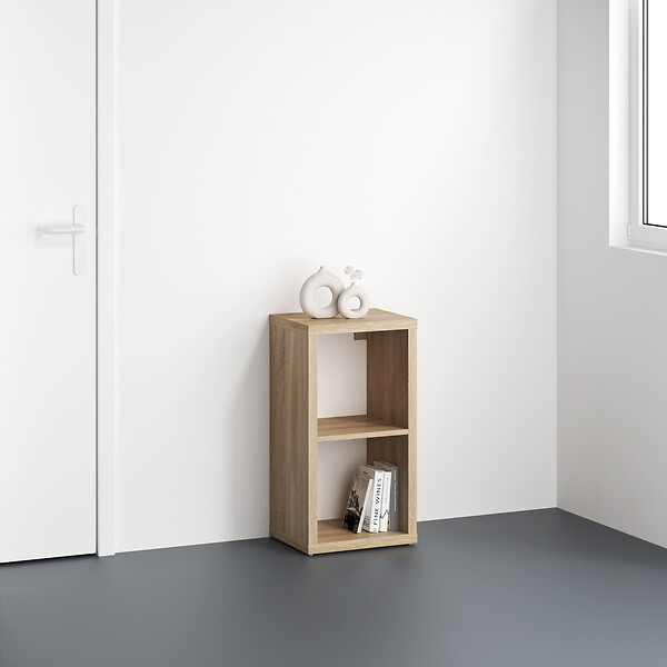 MODE DE VIE - Meuble 2 cases Cubyx en PVC - Chêne - H69,5xL37xP29,5cm - large