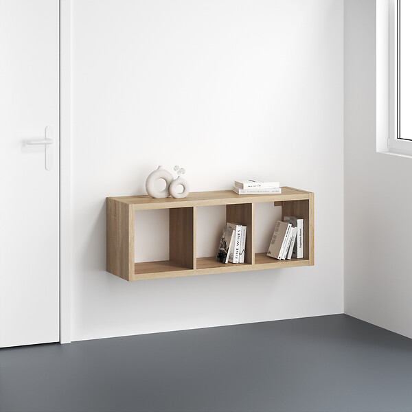 MODE DE VIE - Meuble 3 cases Cubyx - PVC - Chêne sanoma - H102xL37xP29,5cm - large