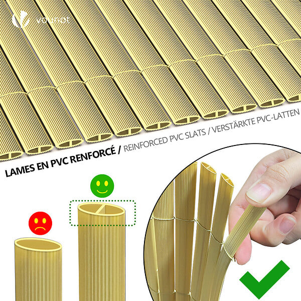 VOUNOT - Canisse PVC brise vue ultra renforce avec attaches de fixation 80x500cm beige - large