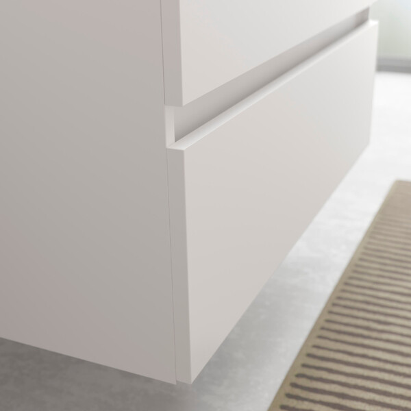 PLANETE BAIN - Meuble salle de bain - 70 cm - Avec plan vasque - Blanc mat - A suspendre - KARAIB - large