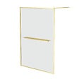 AURLANE - Paroi de Douche Or Doré Brossé 140x200cm - Porte-Serviette et Etagère - vignette