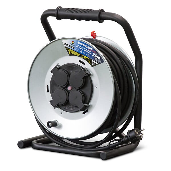 I-WATTS PRO - Enrouleur 4 prises-h07rn-3g2.5MM²-25M - Acier galvanisé -I-watts Pro - large