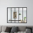 AICA SANITAIRE - Verrière intérieure aluminium noir mat 153x108cm 5 vitrage et carreaux verrière fixe kit de verrière - vignette