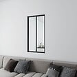 AICA SANITAIRE - Verrière intérieure aluminium noir mat 63x108cm 2 vitrage et carreaux verrière fixe kit de verrière - vignette