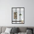 AICA SANITAIRE - Verrière intérieure aluminium noir mat 93x108cm 3 vitrage et carreaux verrière fixe kit de verrière - vignette