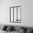 AICA SANITAIRE - Verrière intérieure aluminium noir mat 93x108cm 3 vitrage et carreaux verrière fixe kit de verrière - vignette