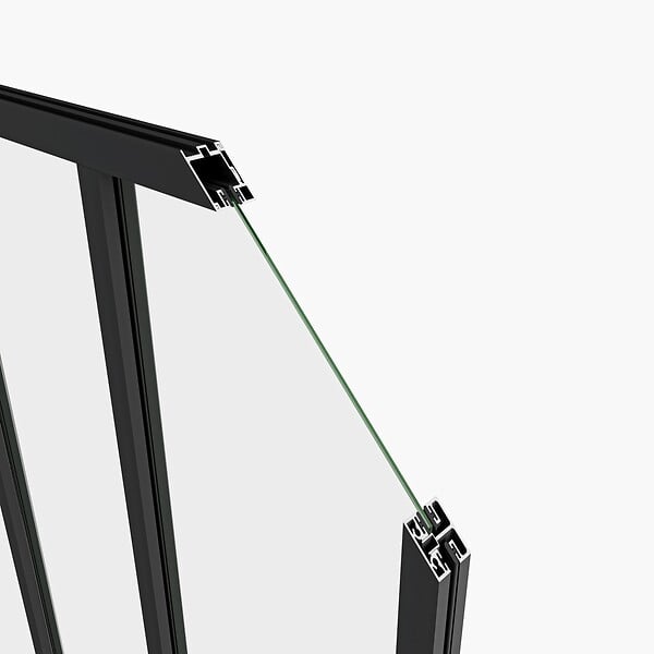AICA SANITAIRE - Verrière intérieure aluminium noir mat 93x108cm 3 vitrage et carreaux verrière fixe kit de verrière - large