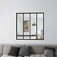 AICA SANITAIRE - Verrière intérieure aluminium noir mat 123x108cm 4 vitrage et carreaux verrière fixe kit de verrière - vignette