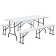 OVIALA - Table pliante 180 cm et 2 bancs pliables - REKKEM - vignette