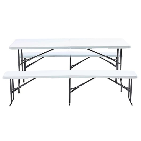 OVIALA - Table pliante 180 cm et 2 bancs pliables - REKKEM - large