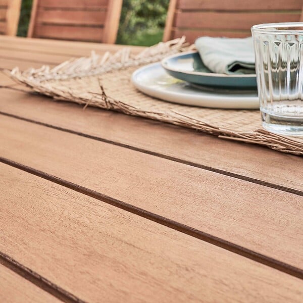 OVIALA - Table de terrasse extensible en bois d'eucalyptus 8 à 10 places - Canet - large