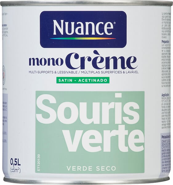 NUANCE - Peinture MonoCrème - Souris verte - Satin - 0,5L - large