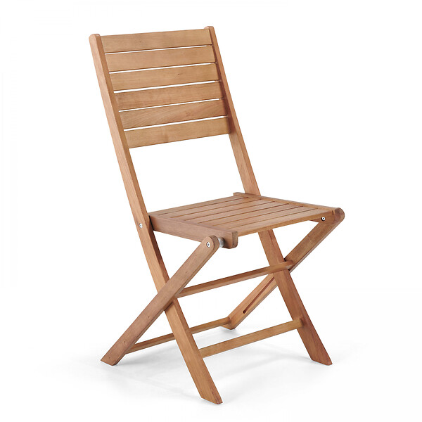OVIALA - Lot de 2 chaises pliantes en bois d'eucalyptus - Canet - large