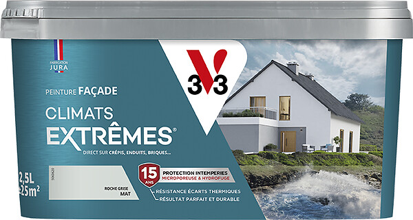 V33 PEINTURE - Peinture façade siloxane Climats extrêmes Roche grisé 2,5L - large