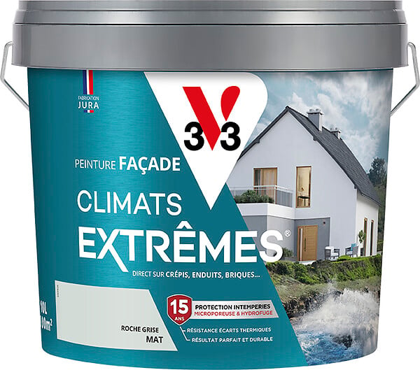V33 PEINTURE - Peinture Façade Climats extrêmes Roche Grisé 10L - large