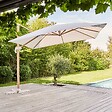 OVIALA - Parasol déporté carré 3x3m effet bois écru - Brescia - vignette