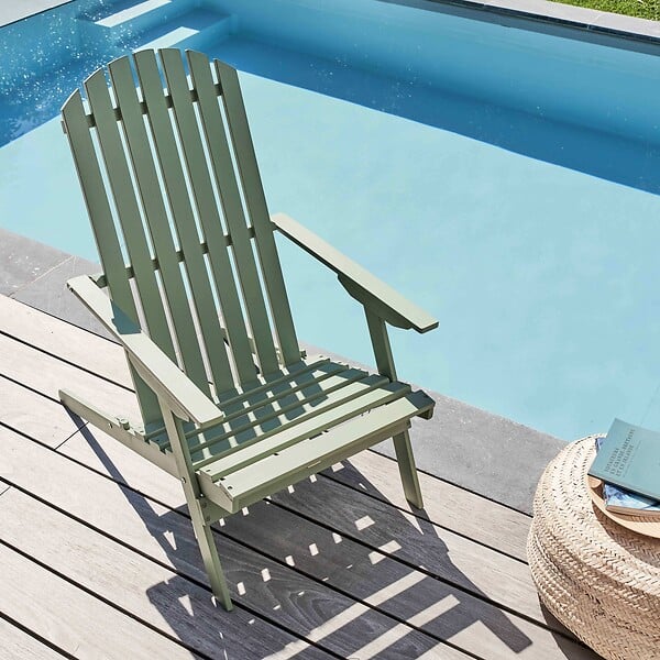 OVIALA - Fauteuil relax pliant en bois d'eucalyptus vert - Calgary - large