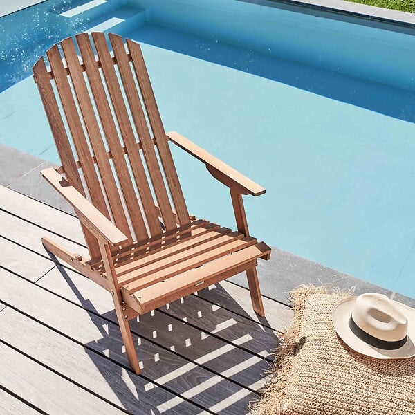 OVIALA - Fauteuil relax pliant en bois d'eucalyptus bois - Calgary - large