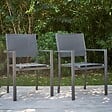 OVIALA - Lot de 2 fauteuils de jardin aluminium et textilène gris - Nice - vignette