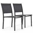 OVIALA - Lot de 2 chaises de jardin aluminium et textilène gris - Nice - vignette