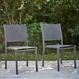 OVIALA - Lot de 2 chaises de jardin aluminium et textilène gris - Nice - vignette