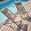 OVIALA - Lot de 2 transats en aluminium taupe - Santiago - vignette