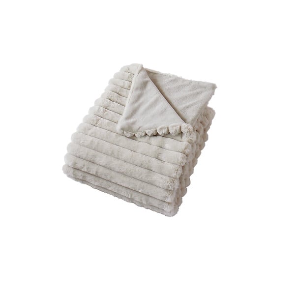 C MA DECO - Plaid fausse fourrure doublé flanelle beige - L.125xl.150cm - large
