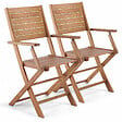OVIALA - Lot de 2 fauteuils en bois d'eucalyptus - Canet - vignette