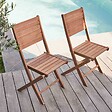 OVIALA - Lot de 2 chaises pliantes en bois d'eucalyptus - Canet - vignette