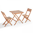 OVIALA - Table et 2 chaises pliante en bois d'eucalyptus - Sete - vignette