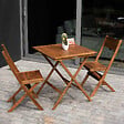 OVIALA - Table et 2 chaises pliante en bois d'eucalyptus - Sete - vignette