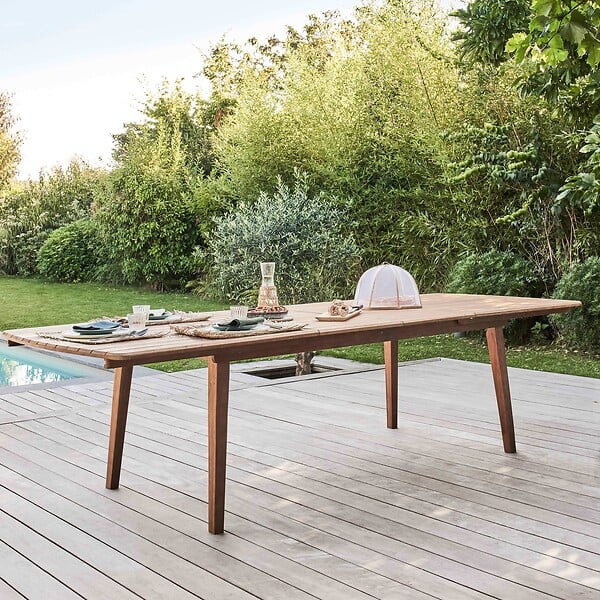 OVIALA - Table de terrasse extensible en bois d'eucalyptus 8 à 10 places - Canet - large