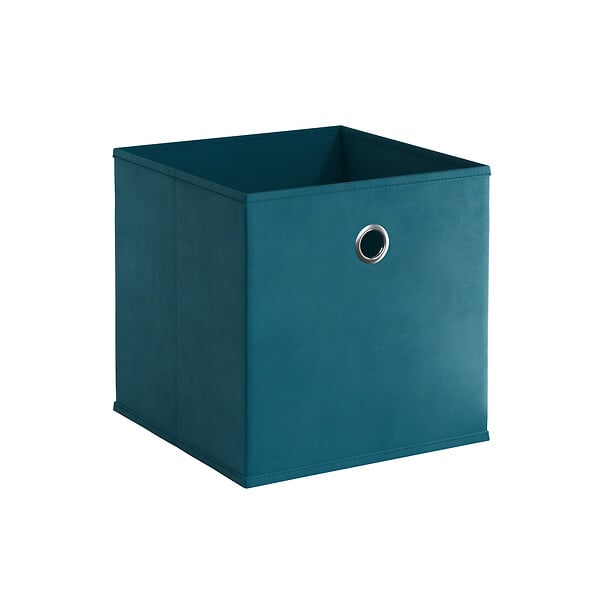 MODE DE VIE - Panier de rangement intissé - Bleu paon - 31x31cm - large