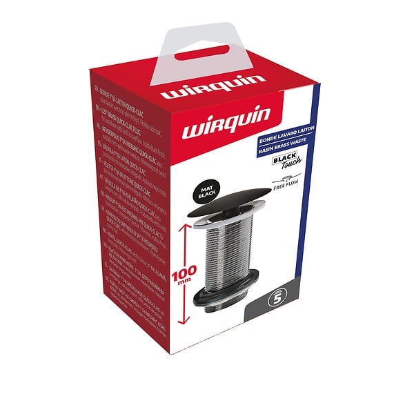 WIRQUIN - Bonde lavabo design Black Touch à écoulement libre 100 mm - WIRQUIN - large