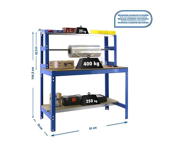 SIMON RACK - SimonRack - Etabli bleu 1445x910x760 mm Charge 400 Kg - SIMONWORK BT4 900 GALVA Simon Rack - large