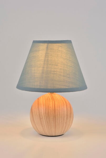COREP - Lampe céramique naturel/pétrole Corep MINI LOU H25,5cm. - large